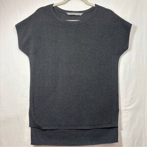 Athleta Short-Sleeve Ribbed Knit Top - Charcoal Gray